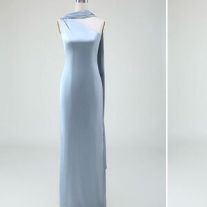 Chic One Shoulder Light Blue Dress